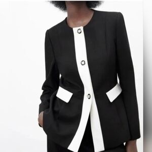 Zara Black and White Blazer